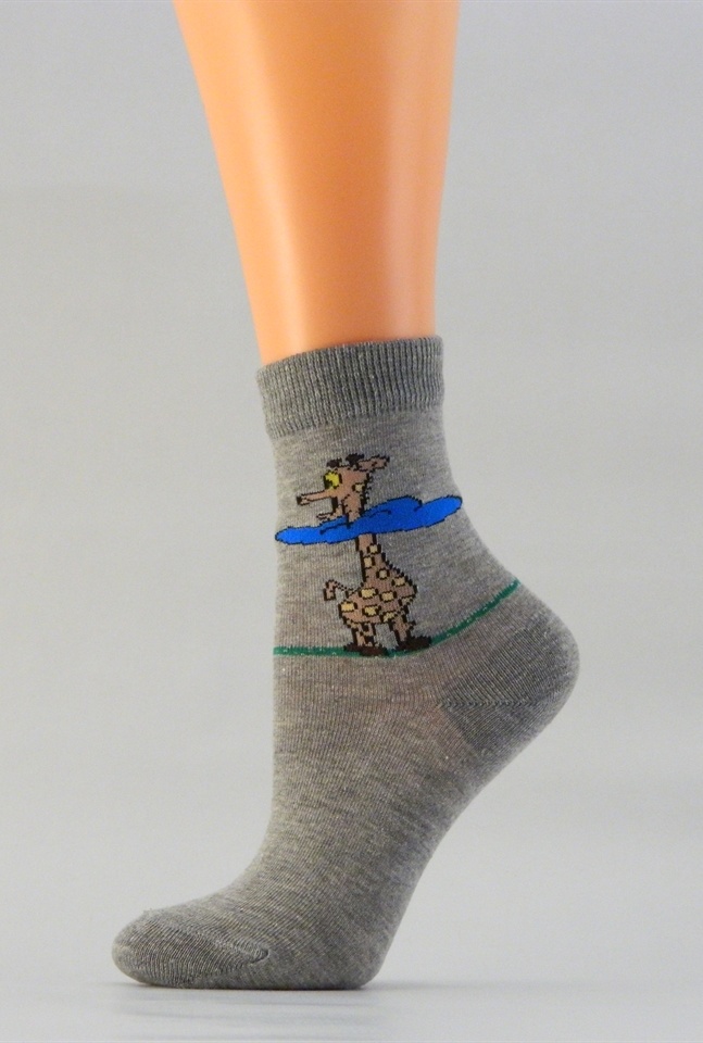 Dětské obrázkové ponožky Benet D016 žirafa-šedá, vel. 18 (27) -20(30)